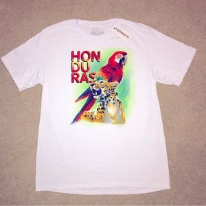 Pepe Honduras Graphic Tee NEW Adult Size Large White Parrot Cheetah
